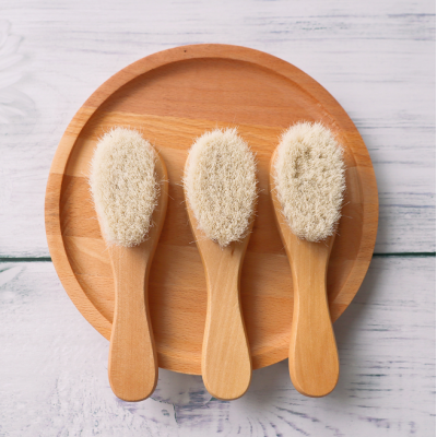 Wooden baby hair brush set bamboo comb natural soft bristles hairbrush wood bristles Baby Brush